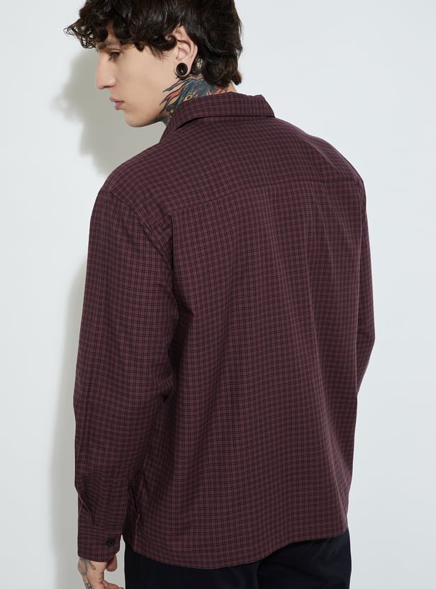 men checked regular fit shirt