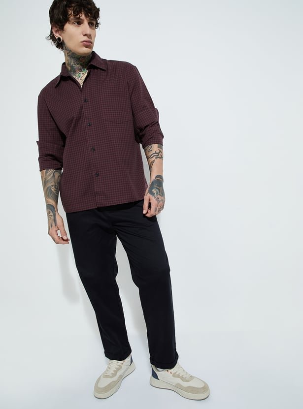 men checked regular fit shirt