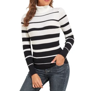 Women's Ribbed Turtleneck Long Sleeve Sweater